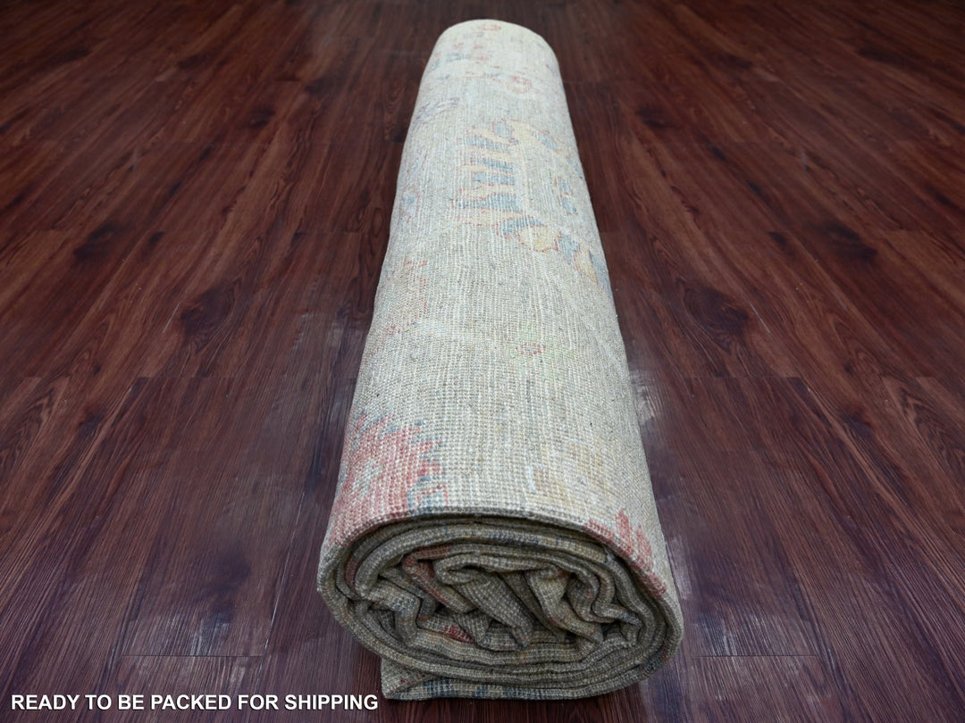 10'0" x 17'10" New Hand Knotted Green Wool Rectangle Oriental Rug - MOA10221390