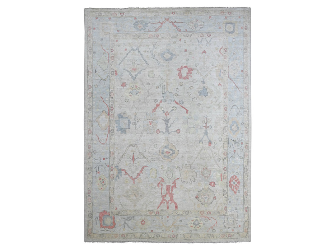 9'9" x 13'6" New Hand Knotted Grey Wool Rectangle Oriental Rug - MOA10221392