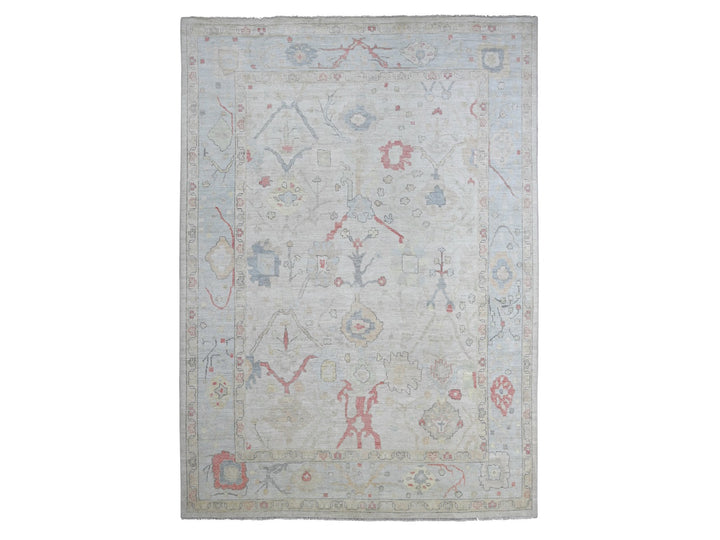 9'9" x 13'6" New Hand Knotted Grey Wool Rectangle Oriental Rug - MOA10221392