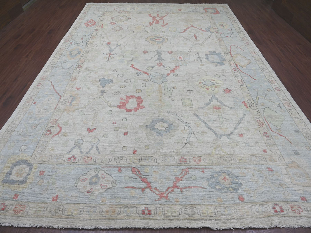 9'9" x 13'6" New Hand Knotted Grey Wool Rectangle Oriental Rug - MOA10221392