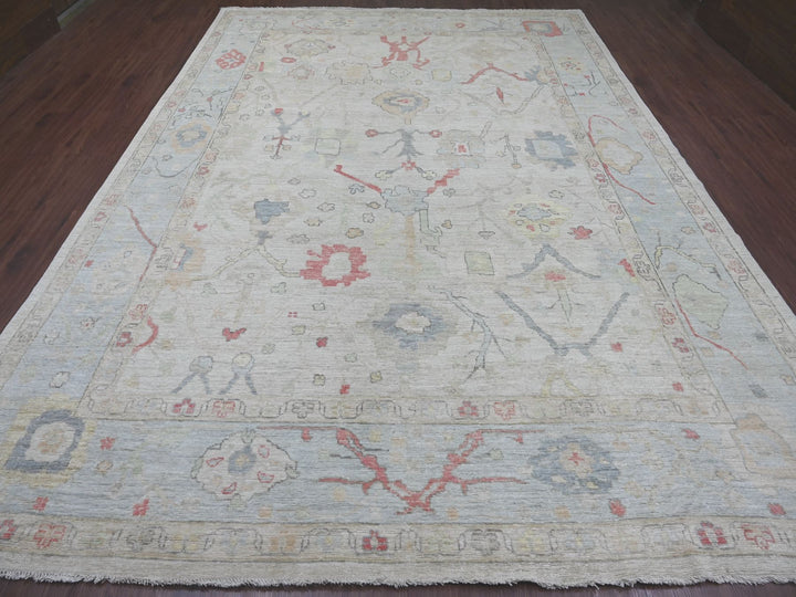 9'9" x 13'6" New Hand Knotted Grey Wool Rectangle Oriental Rug - MOA10221392