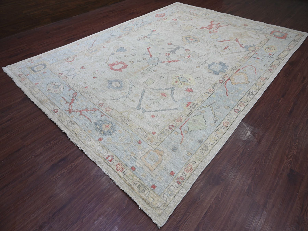 9'9" x 13'6" New Hand Knotted Grey Wool Rectangle Oriental Rug - MOA10221392