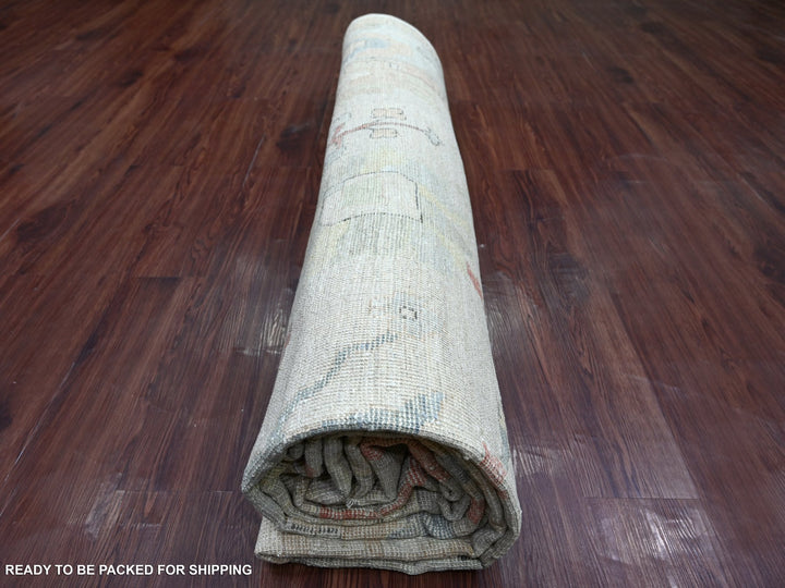 9'9" x 13'6" New Hand Knotted Grey Wool Rectangle Oriental Rug - MOA10221392