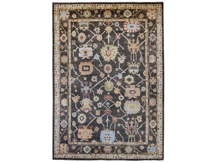 9'11" x 13'10" New Hand Knotted Black Wool Rectangle Oriental Rug - MOA10221393