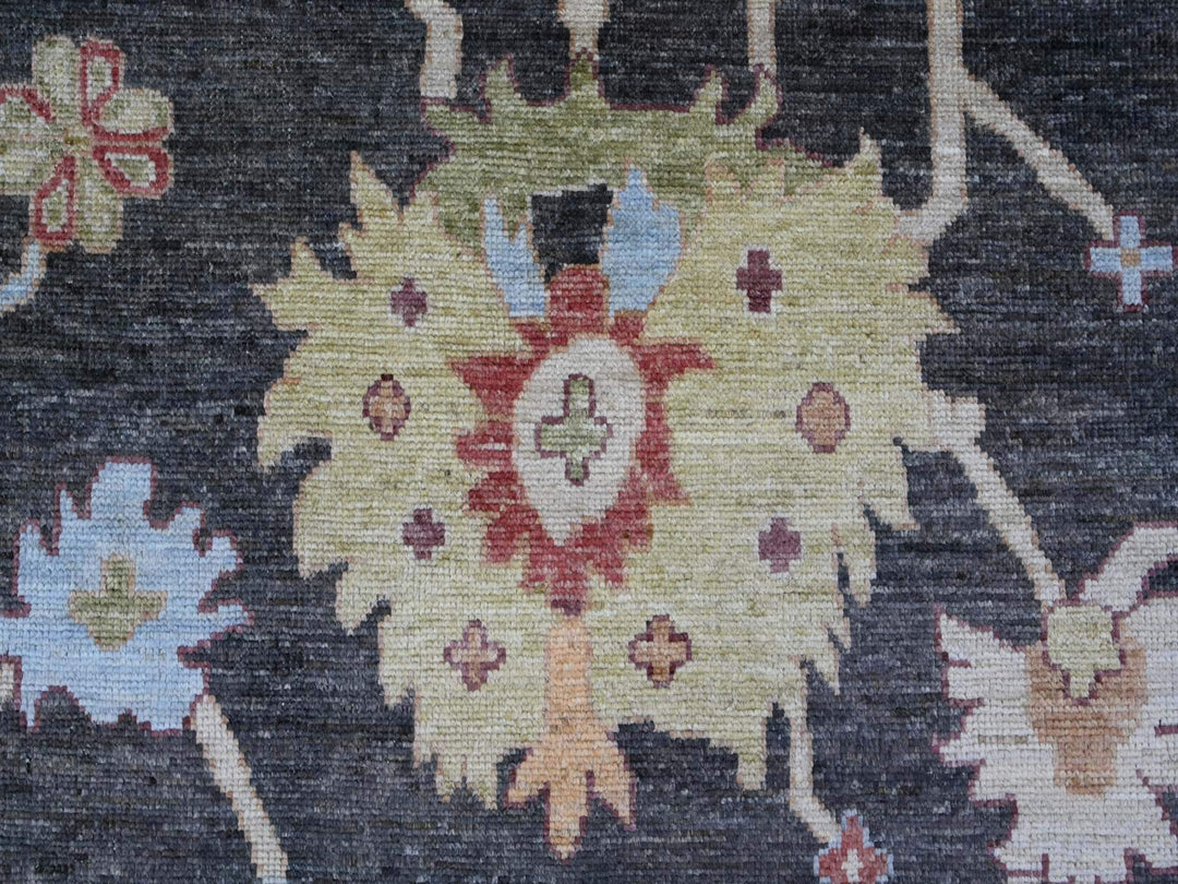 9'11" x 13'10" New Hand Knotted Black Wool Rectangle Oriental Rug - MOA10221393