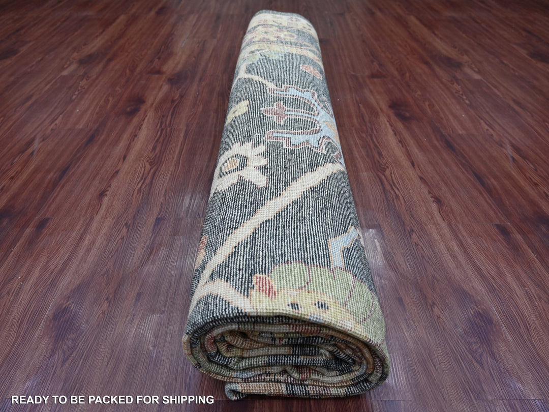 9'11" x 13'10" New Hand Knotted Black Wool Rectangle Oriental Rug - MOA10221393