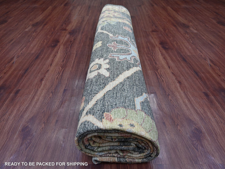 9'11" x 13'10" New Hand Knotted Black Wool Rectangle Oriental Rug - MOA10221393