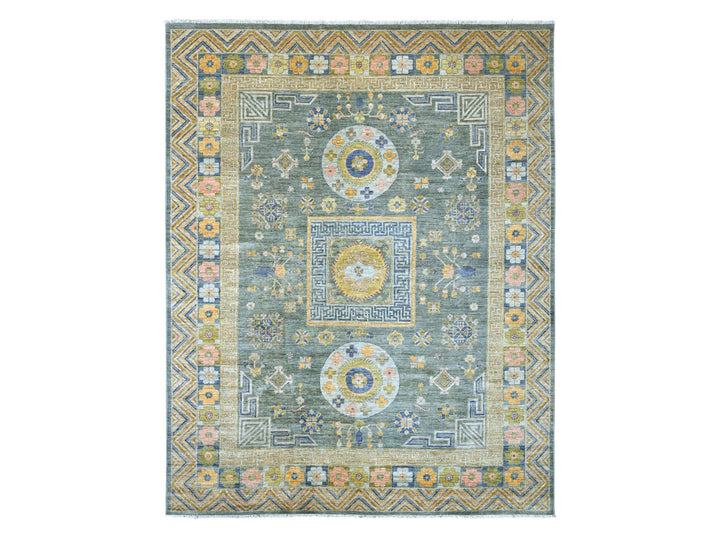 9'1" x 11'7" New Hand Knotted Grey Wool Rectangle Oriental Rug - MOA10221395