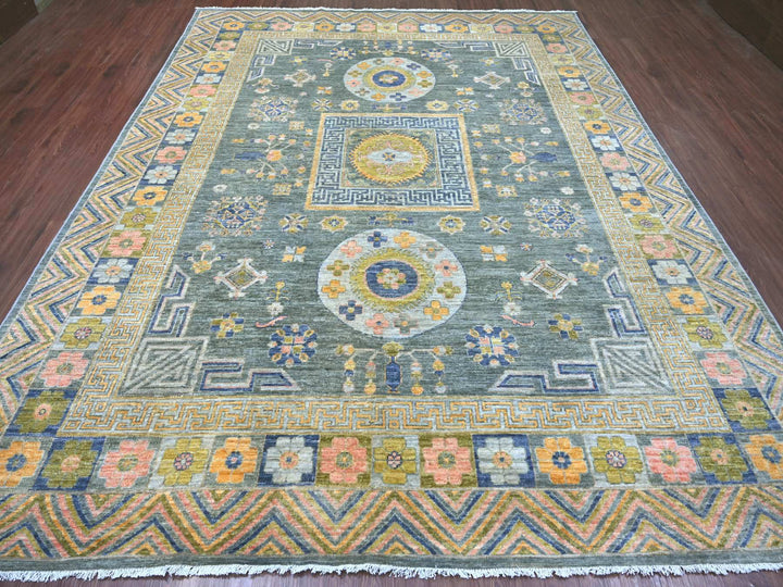 9'1" x 11'7" New Hand Knotted Grey Wool Rectangle Oriental Rug - MOA10221395