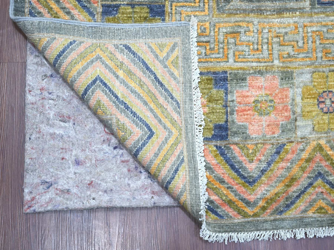 9'1" x 11'7" New Hand Knotted Grey Wool Rectangle Oriental Rug - MOA10221395