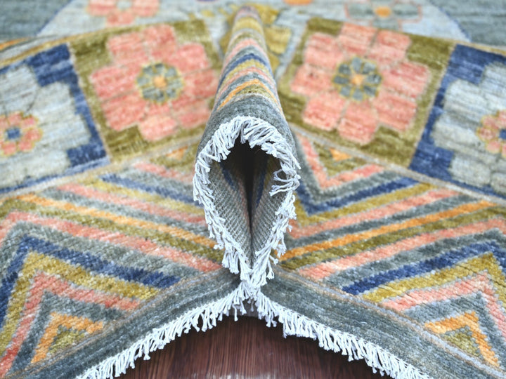 9'1" x 11'7" New Hand Knotted Grey Wool Rectangle Oriental Rug - MOA10221395