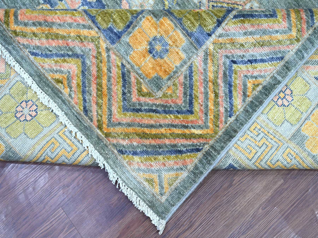 9'1" x 11'7" New Hand Knotted Grey Wool Rectangle Oriental Rug - MOA10221395