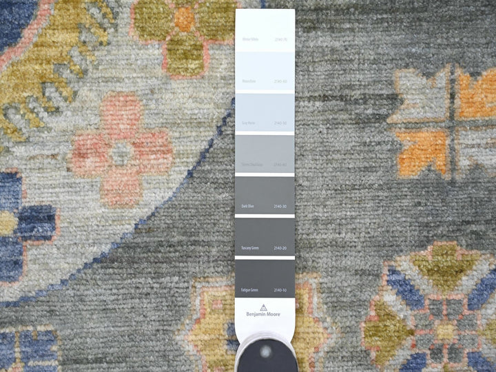9'1" x 11'7" New Hand Knotted Grey Wool Rectangle Oriental Rug - MOA10221395