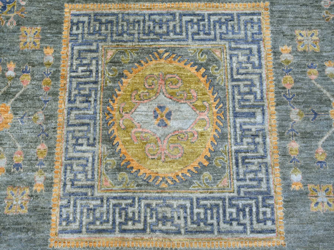 9'1" x 11'7" New Hand Knotted Grey Wool Rectangle Oriental Rug - MOA10221395