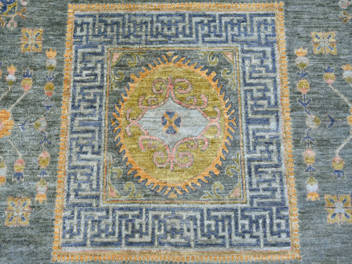 9'1" x 11'7" New Hand Knotted Grey Wool Rectangle Oriental Rug - MOA10221395