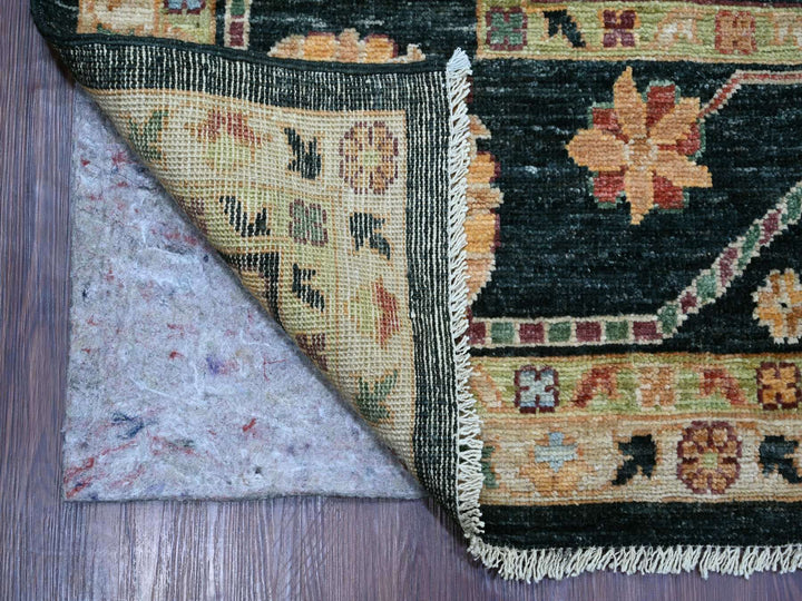 8'11" x 11'9" New Hand Knotted Green Wool Rectangle Oriental Rug - MOA10221398