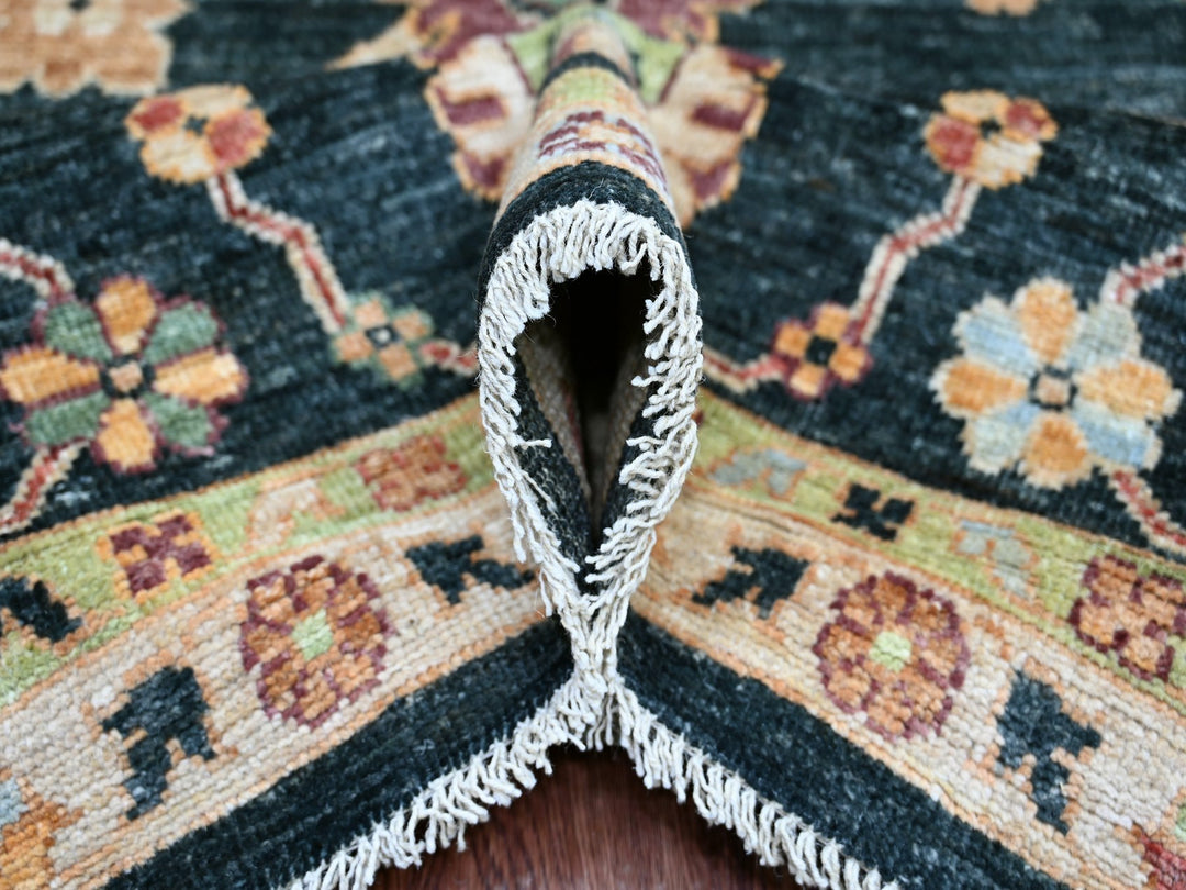 8'11" x 11'9" New Hand Knotted Green Wool Rectangle Oriental Rug - MOA10221398