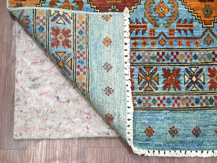 8'8" x 12'1" New Hand Knotted Blue Wool Rectangle Oriental Rug - MOA10221399