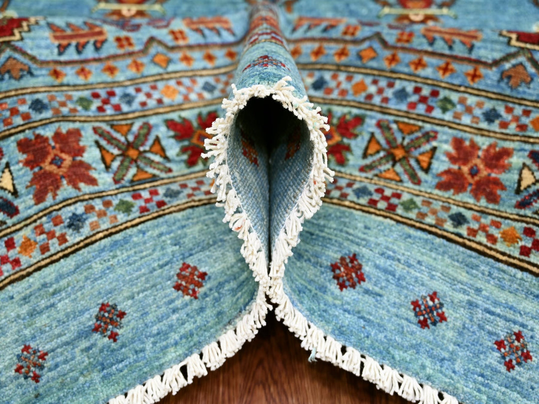 8'8" x 12'1" New Hand Knotted Blue Wool Rectangle Oriental Rug - MOA10221399