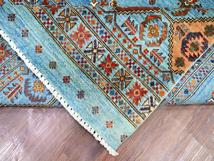 8'8" x 12'1" New Hand Knotted Blue Wool Rectangle Oriental Rug - MOA10221399