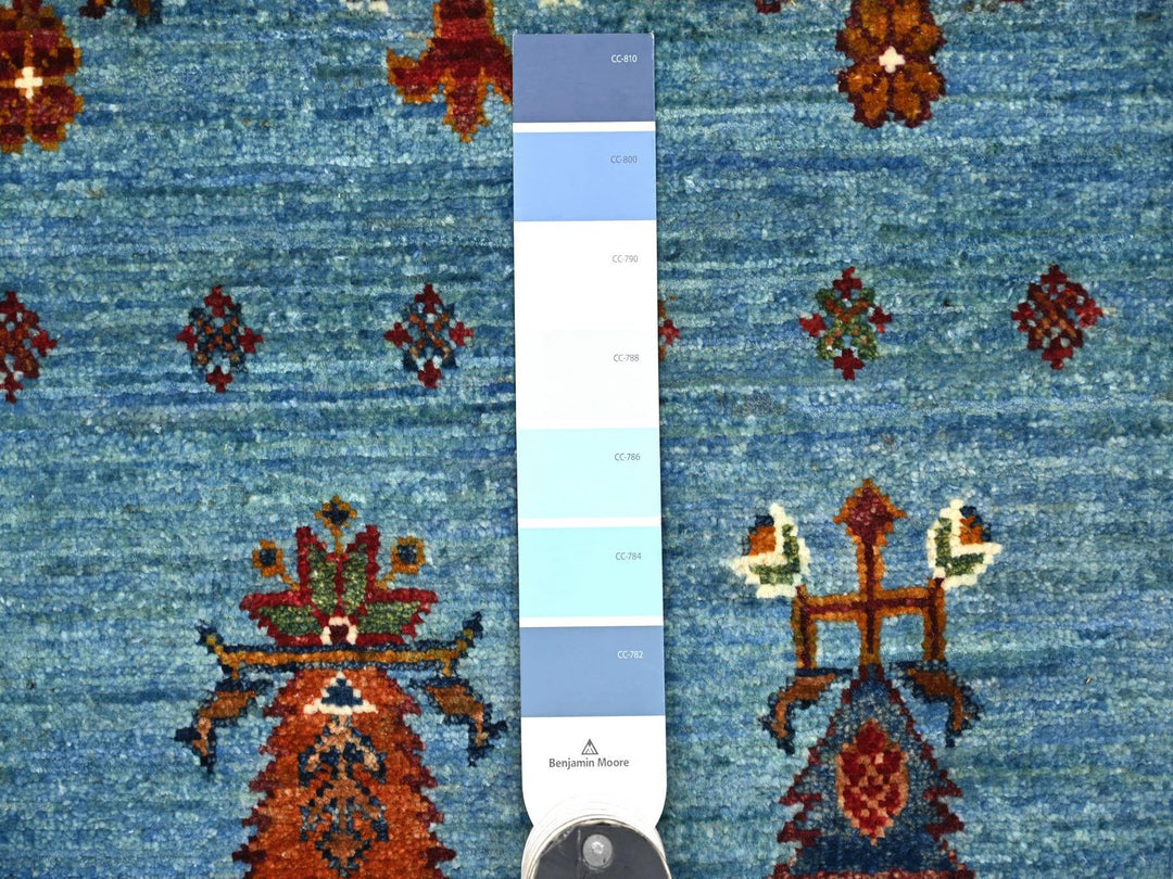 8'8" x 12'1" New Hand Knotted Blue Wool Rectangle Oriental Rug - MOA10221399