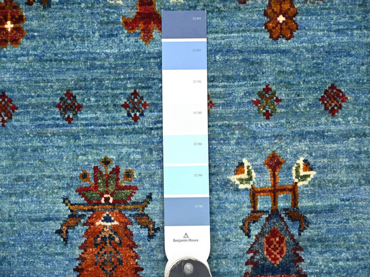 8'8" x 12'1" New Hand Knotted Blue Wool Rectangle Oriental Rug - MOA10221399