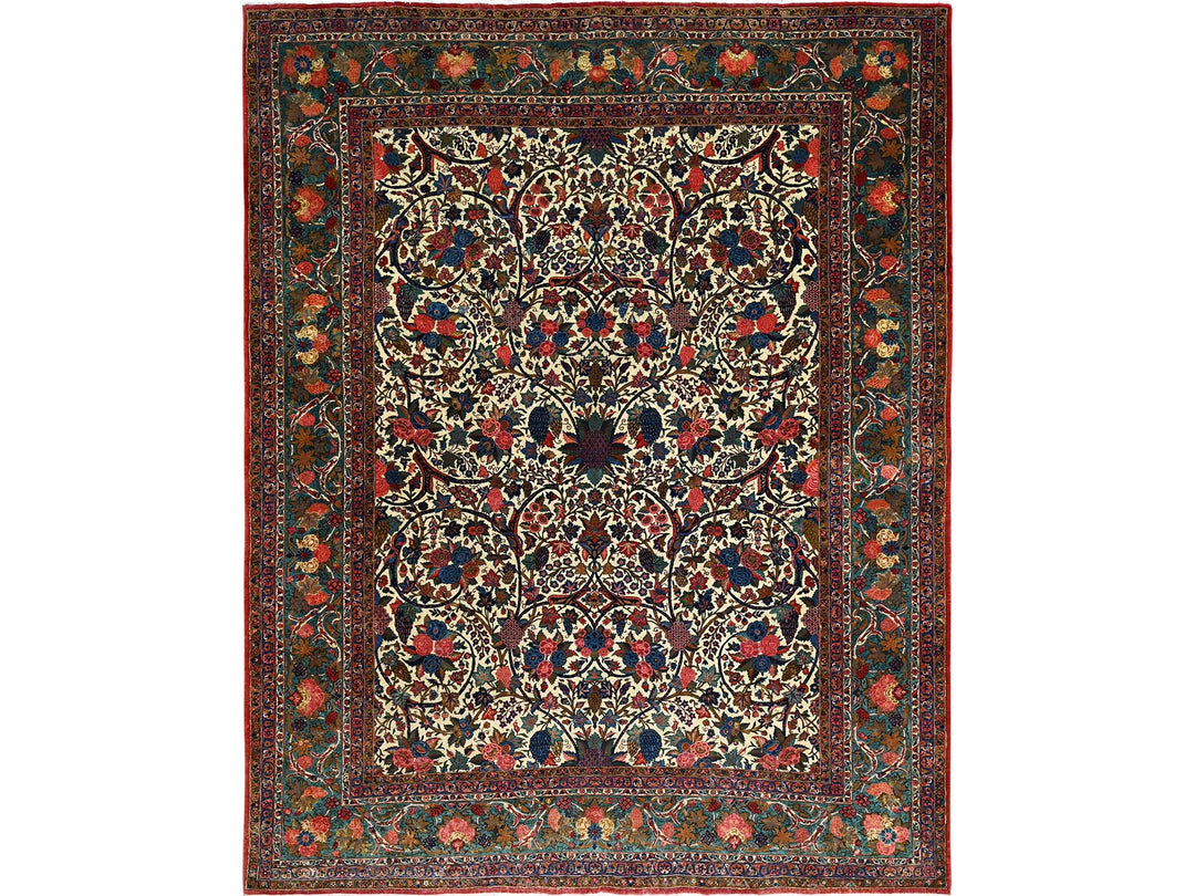 10'3" x 13'5" Vintage Hand Knotted Ivory Wool Rectangle Oriental Rug - MOA102213