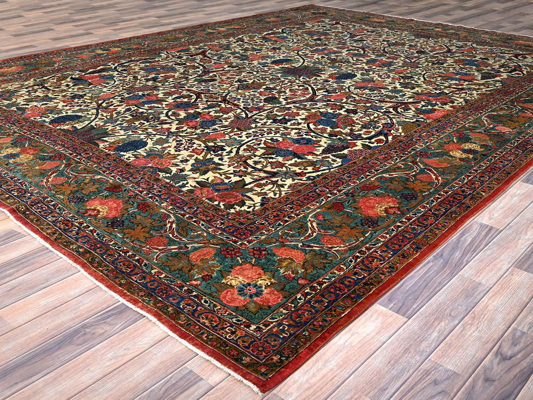 10'3" x 13'5" Vintage Hand Knotted Ivory Wool Rectangle Oriental Rug - MOA102213