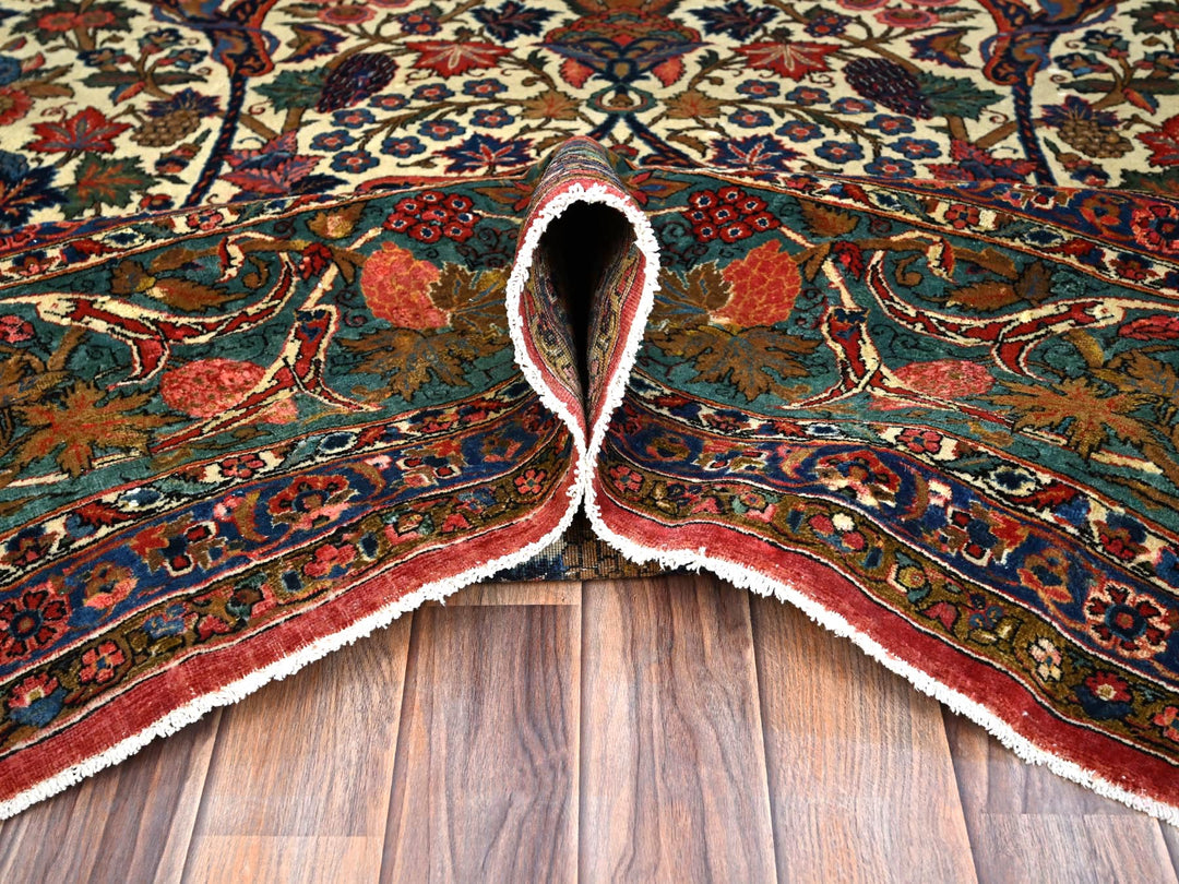10'3" x 13'5" Vintage Hand Knotted Ivory Wool Rectangle Oriental Rug - MOA102213