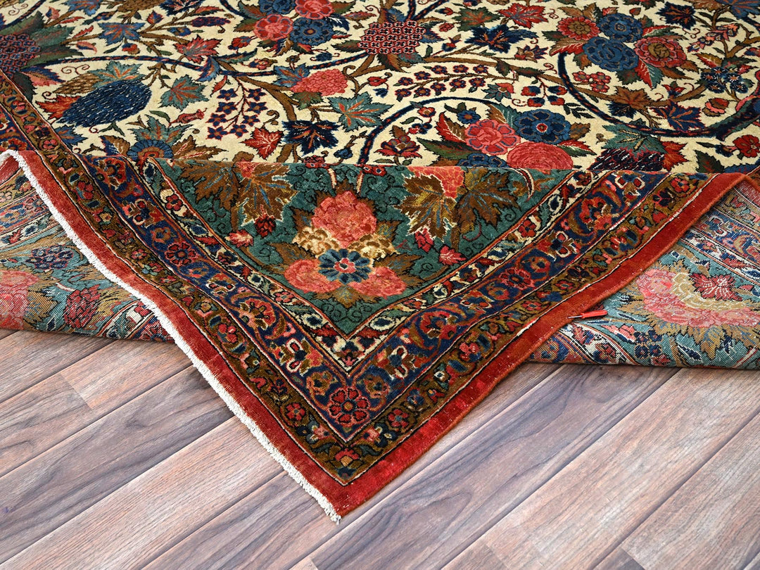 10'3" x 13'5" Vintage Hand Knotted Ivory Wool Rectangle Oriental Rug - MOA102213
