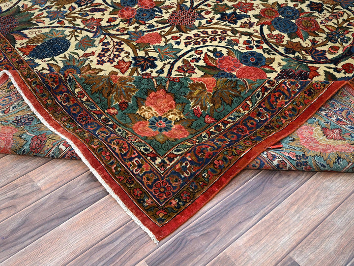 10'3" x 13'5" Vintage Hand Knotted Ivory Wool Rectangle Oriental Rug - MOA102213