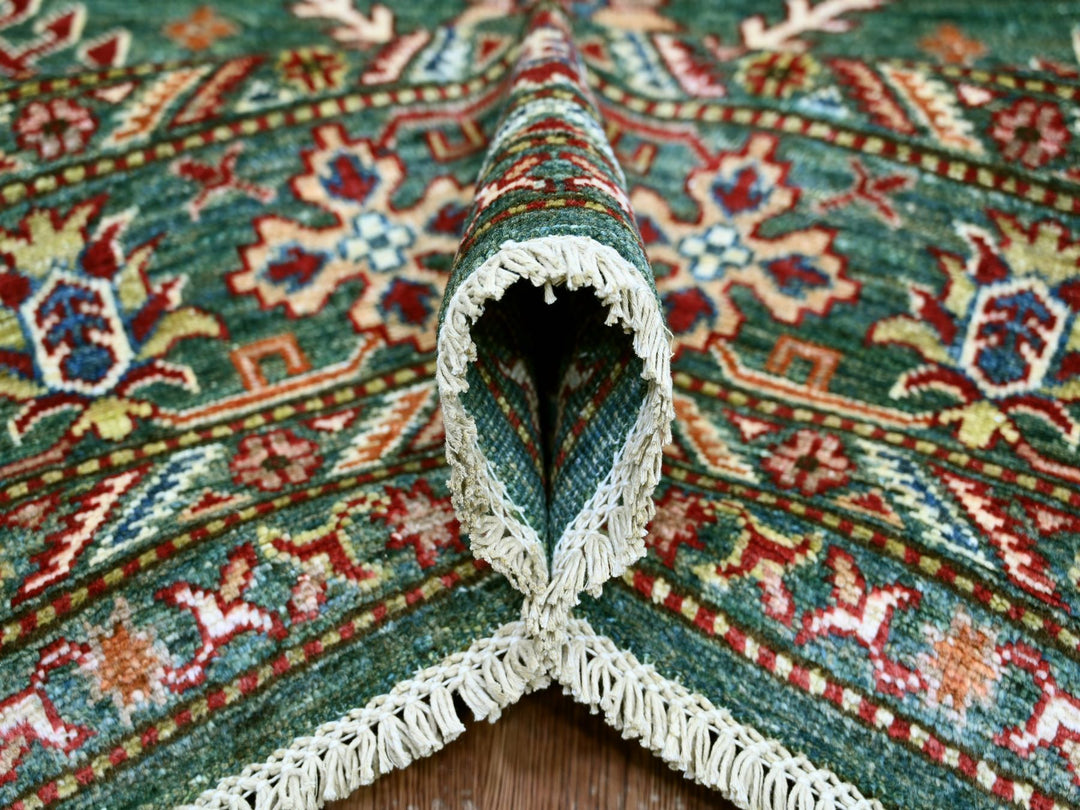 7'11" x 10'0" New Hand Knotted Green Wool Rectangle Oriental Rug - MOA10221400