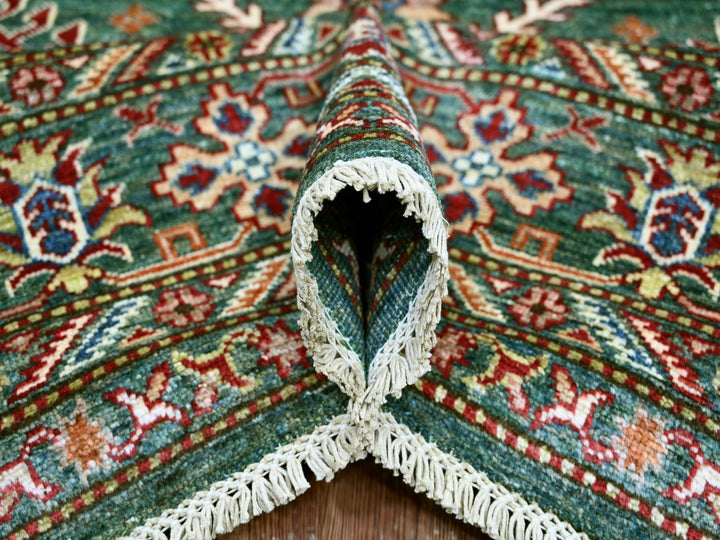 7'11" x 10'0" New Hand Knotted Green Wool Rectangle Oriental Rug - MOA10221400