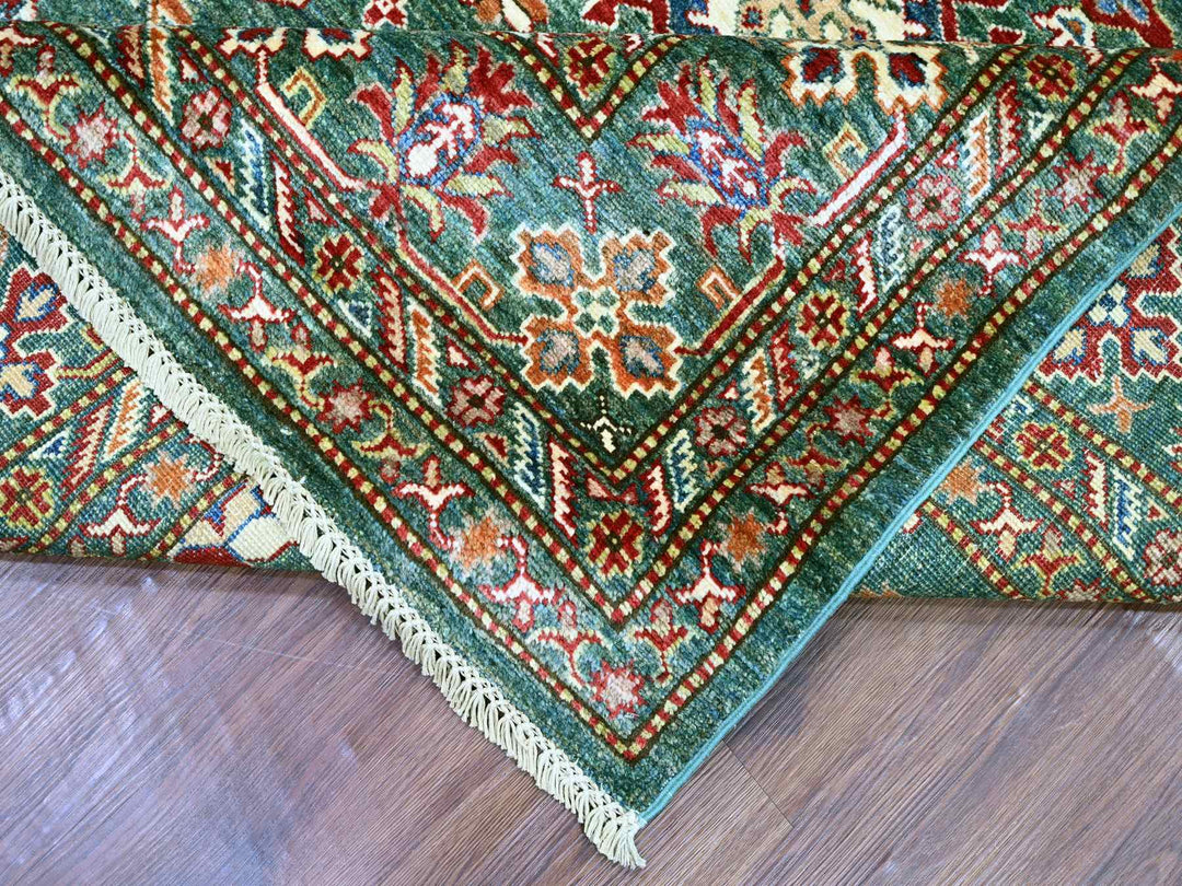 7'11" x 10'0" New Hand Knotted Green Wool Rectangle Oriental Rug - MOA10221400