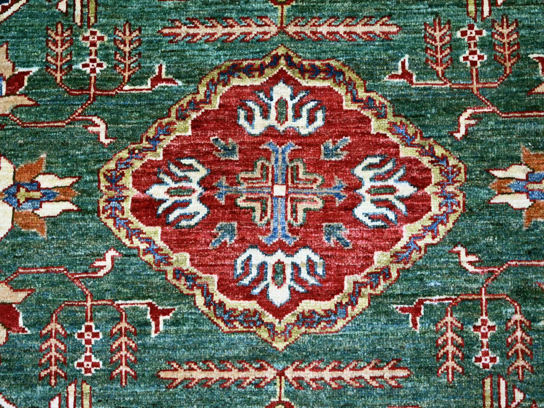 7'11" x 10'0" New Hand Knotted Green Wool Rectangle Oriental Rug - MOA10221400