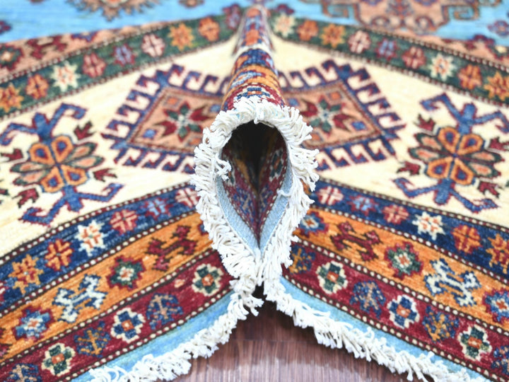 8'0" x 9'4" New Hand Knotted Blue Wool Rectangle Oriental Rug - MOA10221401