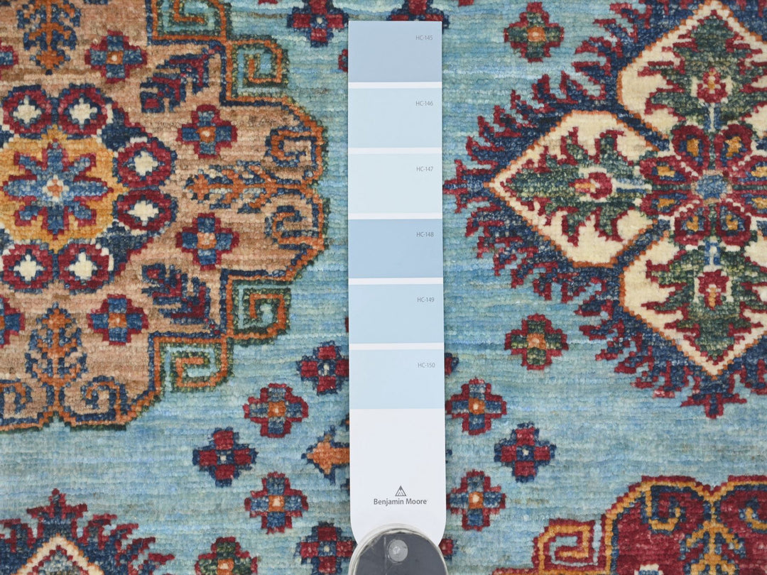 8'0" x 9'4" New Hand Knotted Blue Wool Rectangle Oriental Rug - MOA10221401