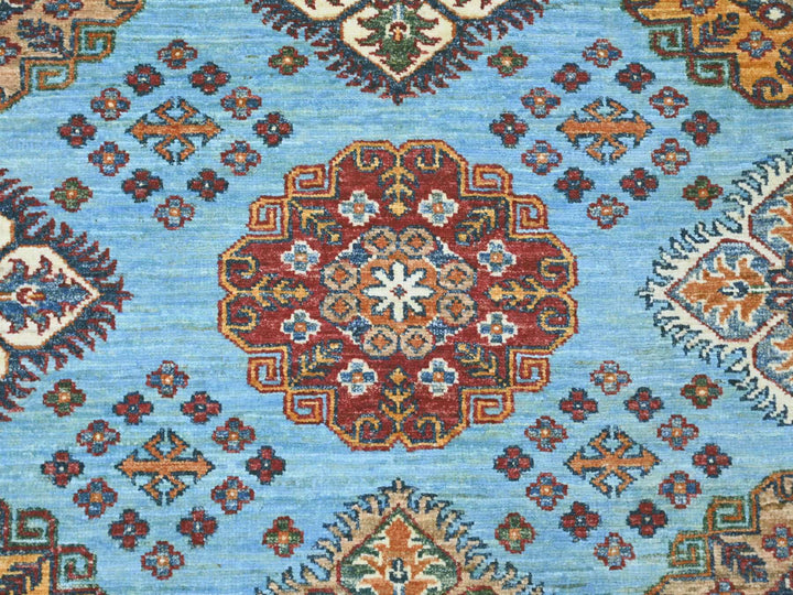 8'0" x 9'4" New Hand Knotted Blue Wool Rectangle Oriental Rug - MOA10221401