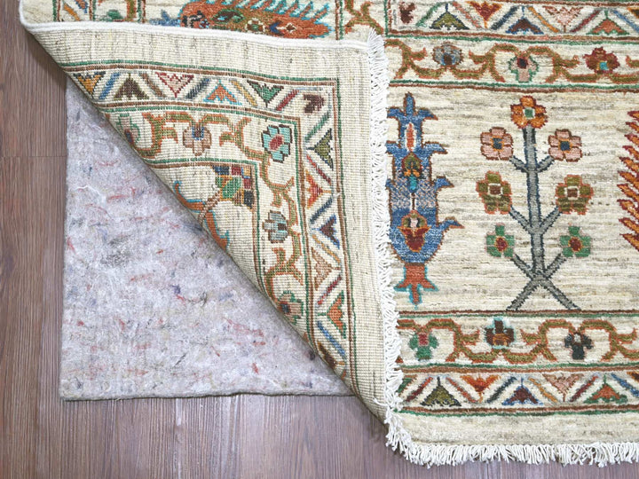 10'7" x 13'7" New Hand Knotted Ivory Wool Rectangle Oriental Rug - MOA10221402