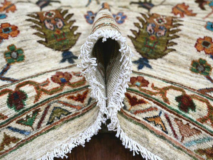 10'7" x 13'7" New Hand Knotted Ivory Wool Rectangle Oriental Rug - MOA10221402