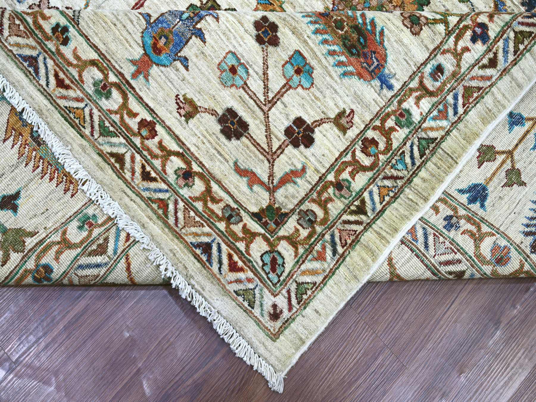 10'7" x 13'7" New Hand Knotted Ivory Wool Rectangle Oriental Rug - MOA10221402