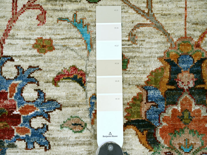 10'7" x 13'7" New Hand Knotted Ivory Wool Rectangle Oriental Rug - MOA10221402