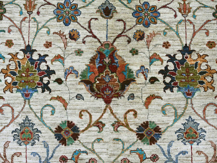 10'7" x 13'7" New Hand Knotted Ivory Wool Rectangle Oriental Rug - MOA10221402