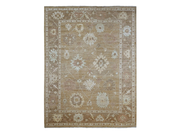 9'2" x 11'11" New Hand Knotted Brown Wool Rectangle Oriental Rug - MOA10221405