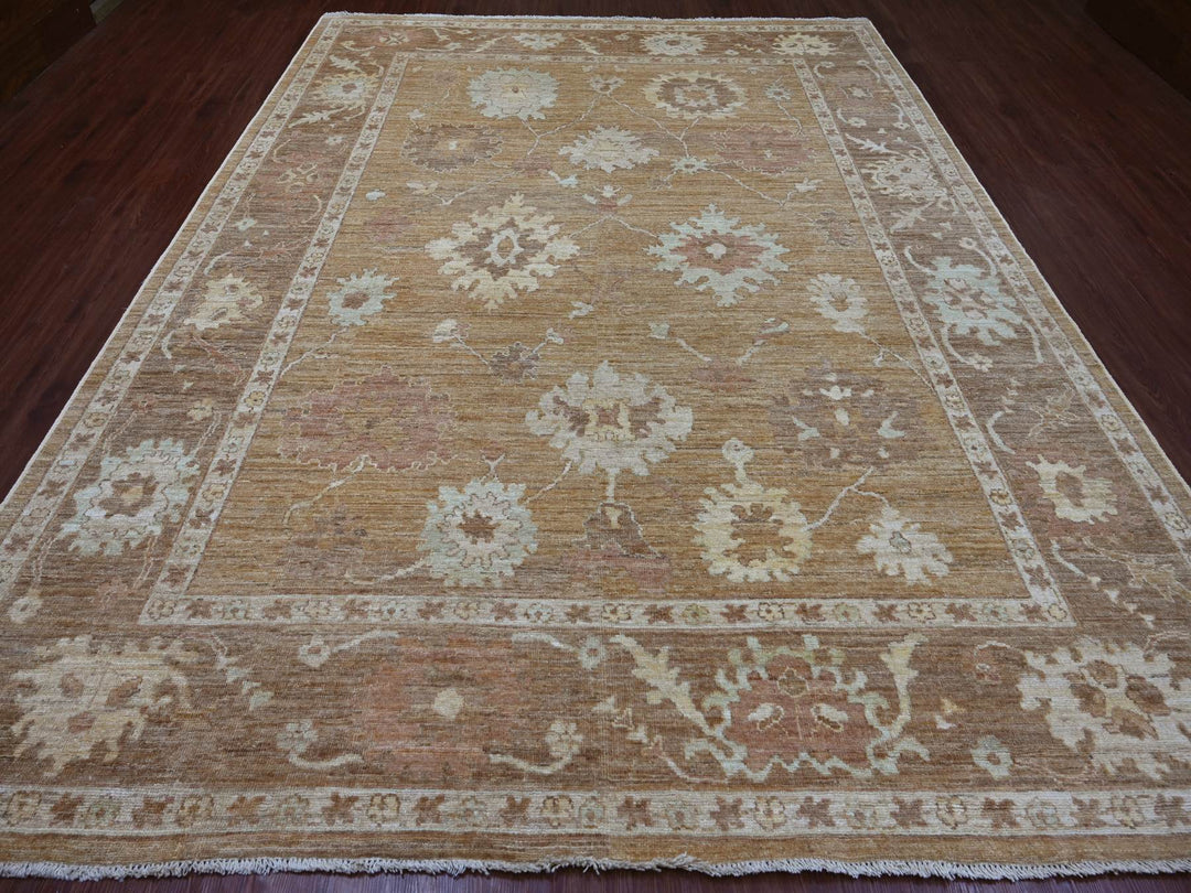 9'2" x 11'11" New Hand Knotted Brown Wool Rectangle Oriental Rug - MOA10221405