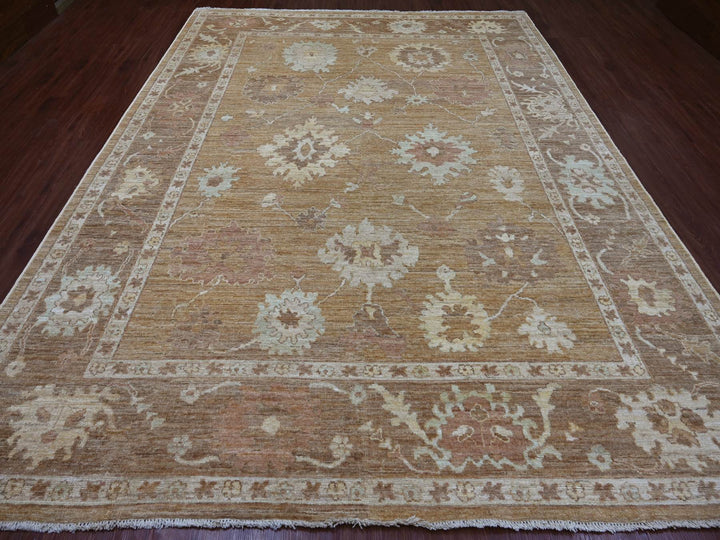 9'2" x 11'11" New Hand Knotted Brown Wool Rectangle Oriental Rug - MOA10221405