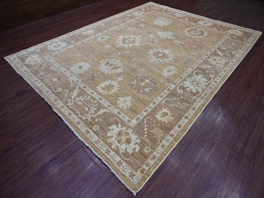 9'2" x 11'11" New Hand Knotted Brown Wool Rectangle Oriental Rug - MOA10221405