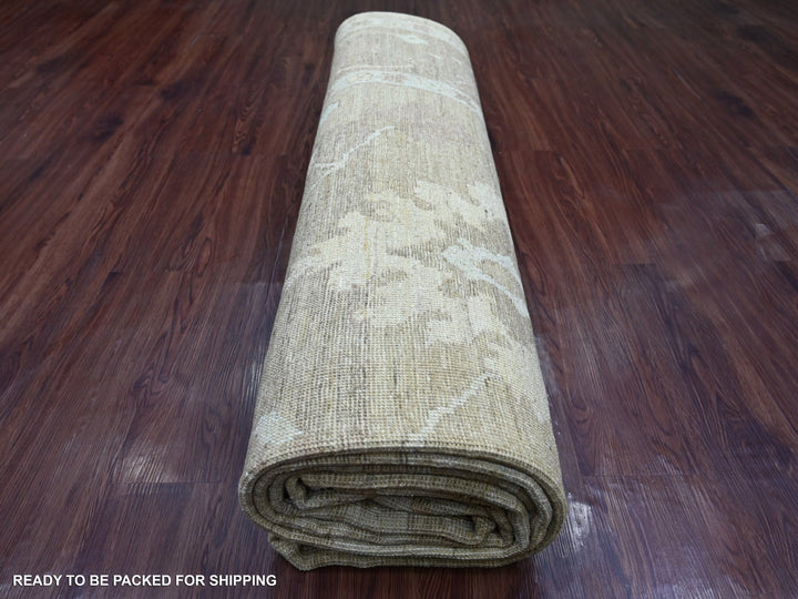 9'2" x 11'11" New Hand Knotted Brown Wool Rectangle Oriental Rug - MOA10221405