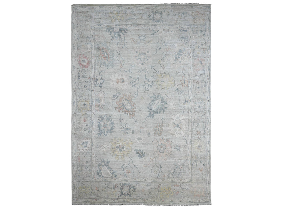 9'5" x 13'7" New Hand Knotted Grey Wool Rectangle Oriental Rug - MOA10221406