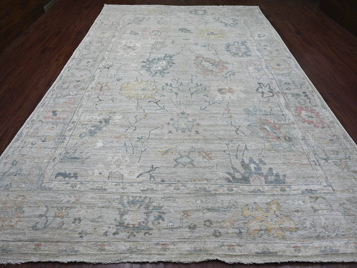 9'5" x 13'7" New Hand Knotted Grey Wool Rectangle Oriental Rug - MOA10221406